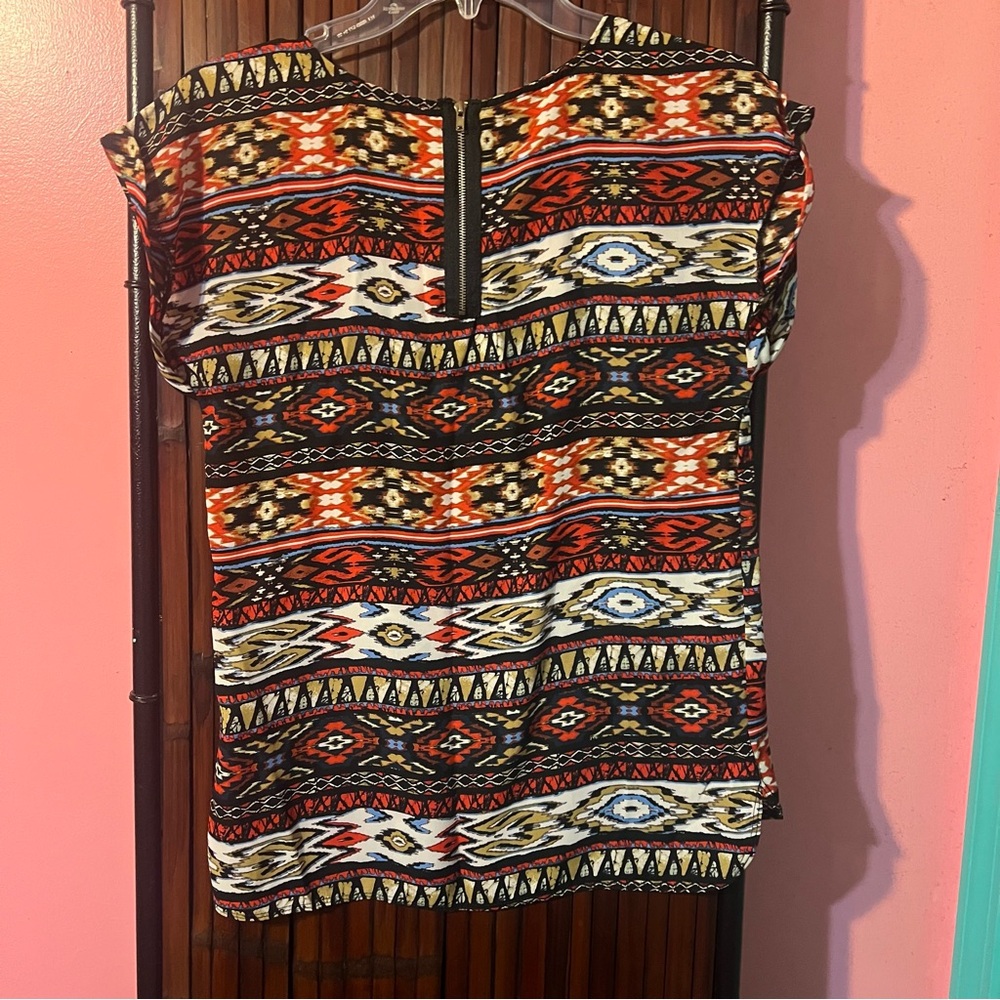Pink Rose Aztec Print Women's Top - Picture 2 of 4